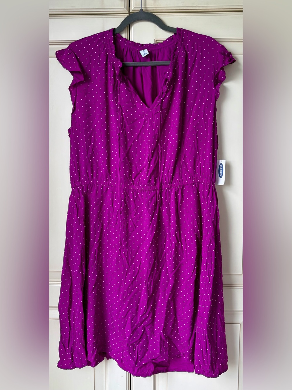 🍎 NWT Old Navy Fuscia/Purple Polka Dot Casual Dress. XL.